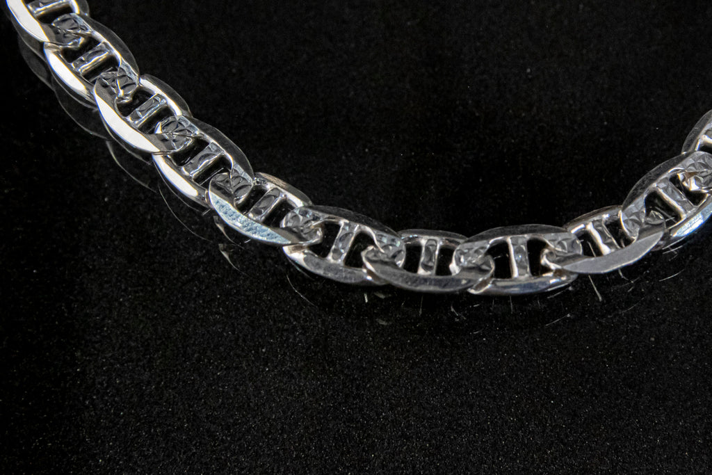Pulso de Plata Esterlina, eslabón Marinero Diamantado 6.5mm x 24cm