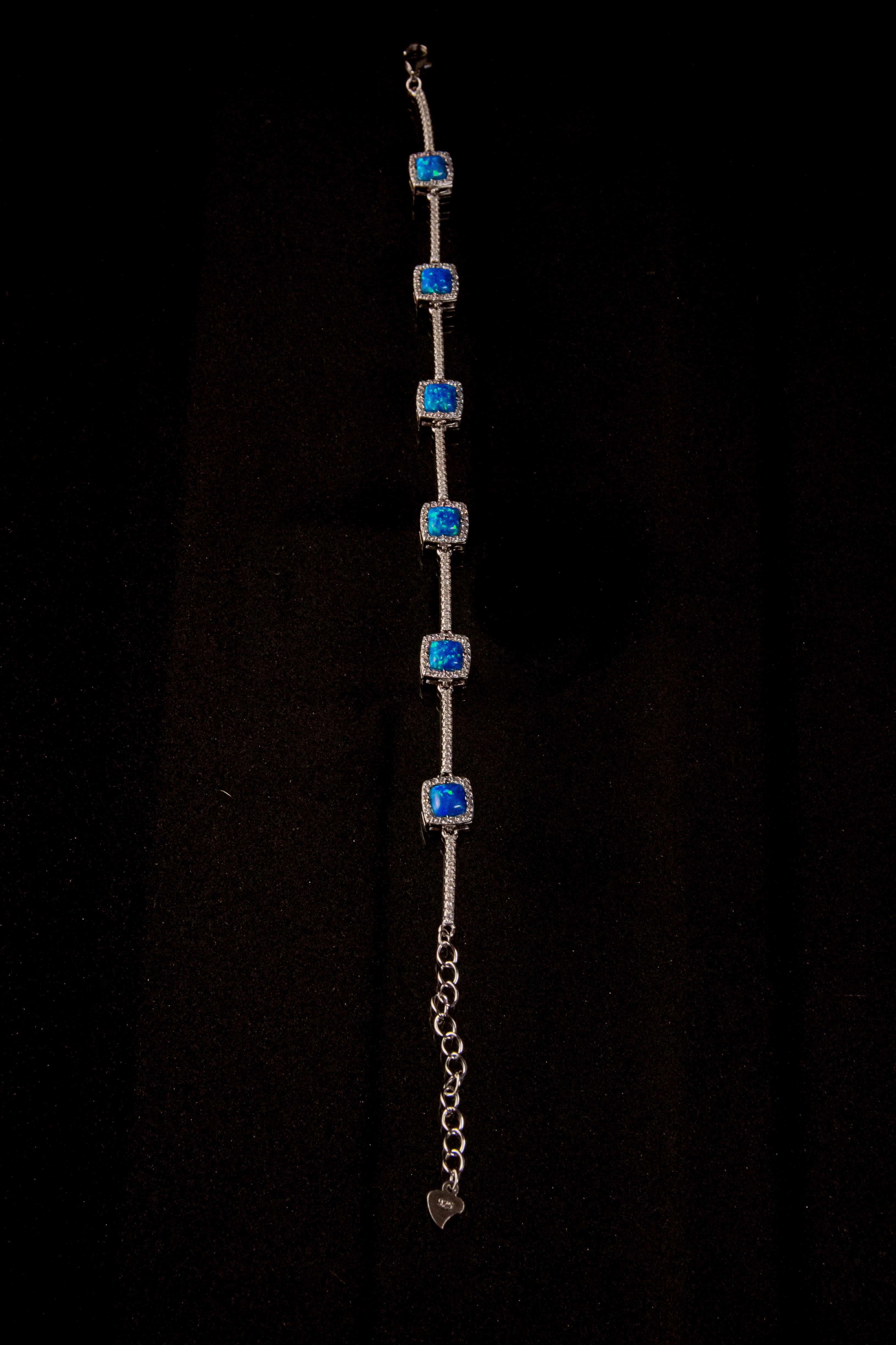 Brazalete de Plata Turca con 6 Piedras turquesa brillantes