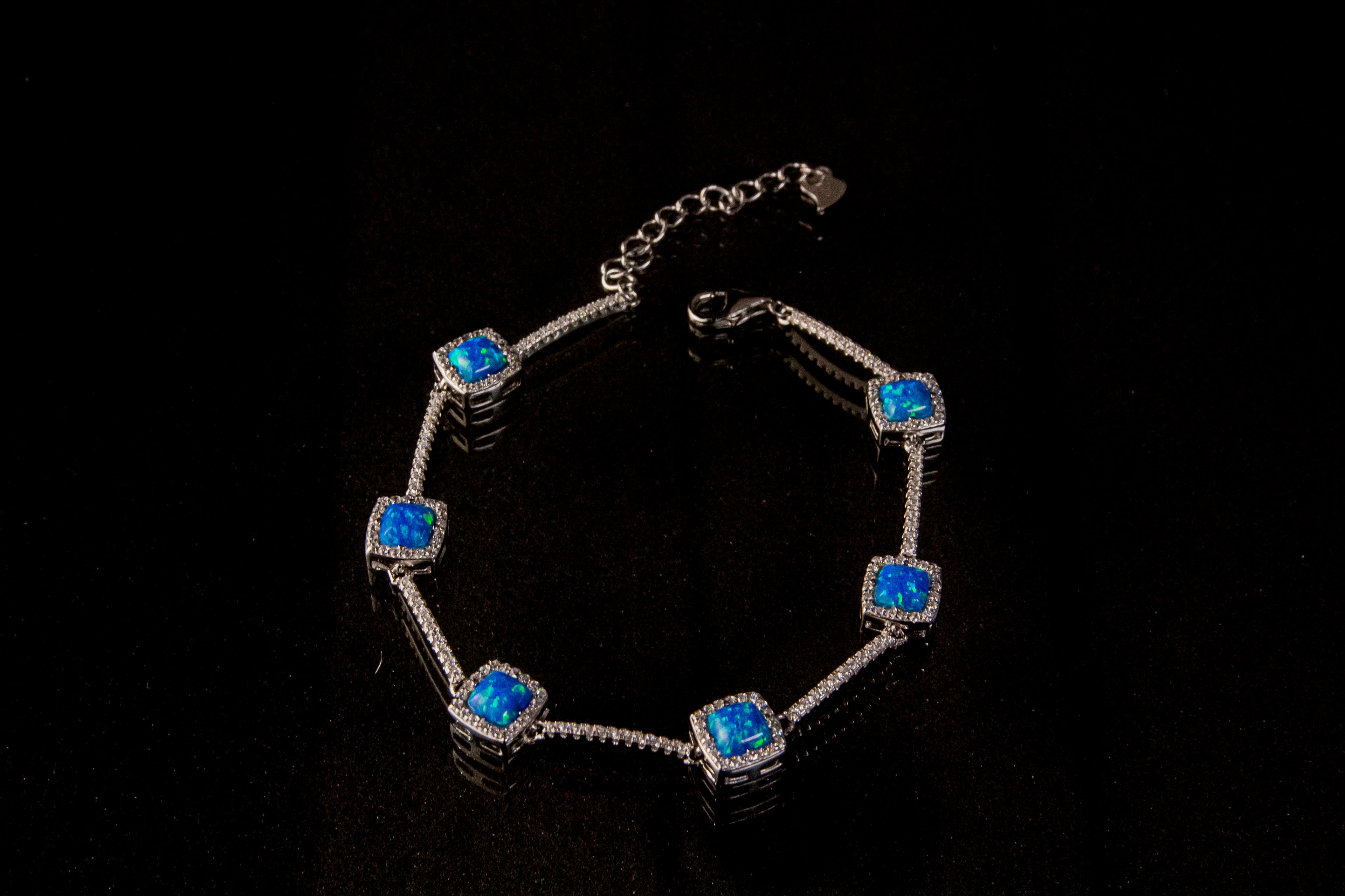 Brazalete de Plata Turca con 6 Piedras turquesa brillantes