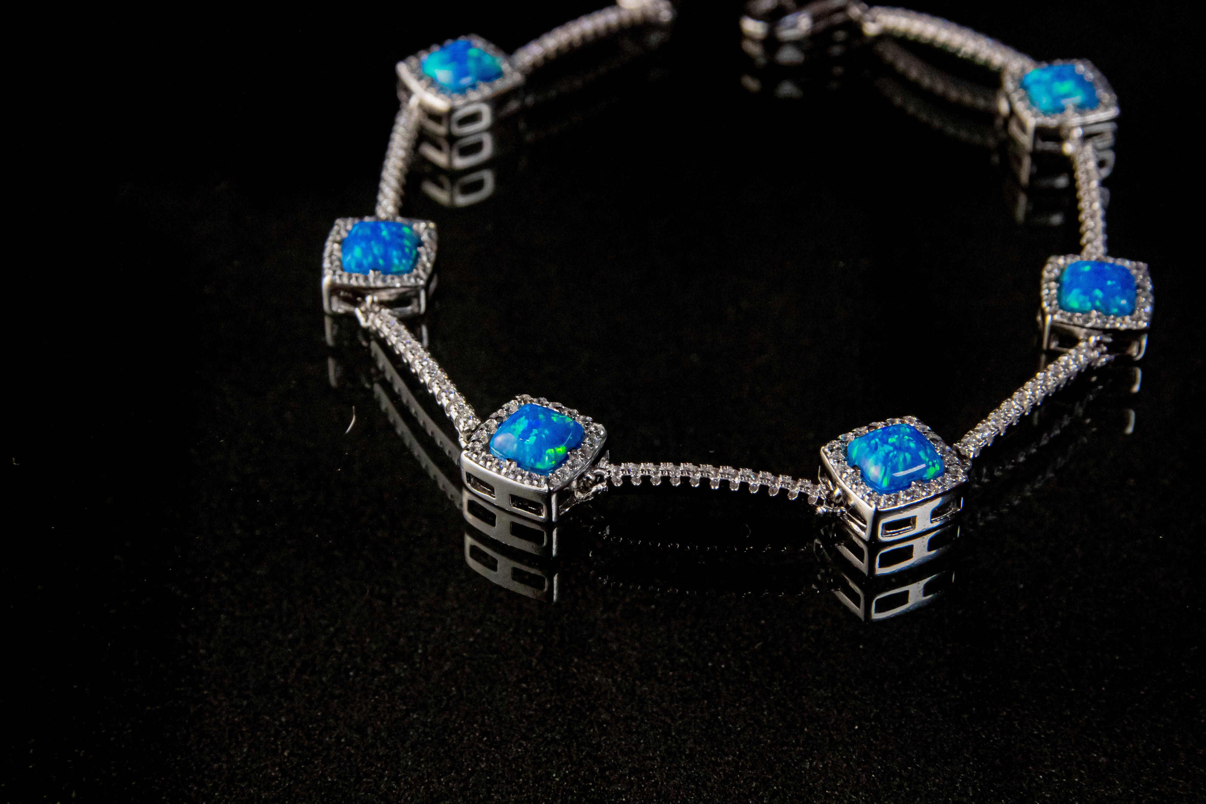 Brazalete de Plata Turca con 6 Piedras turquesa brillantes