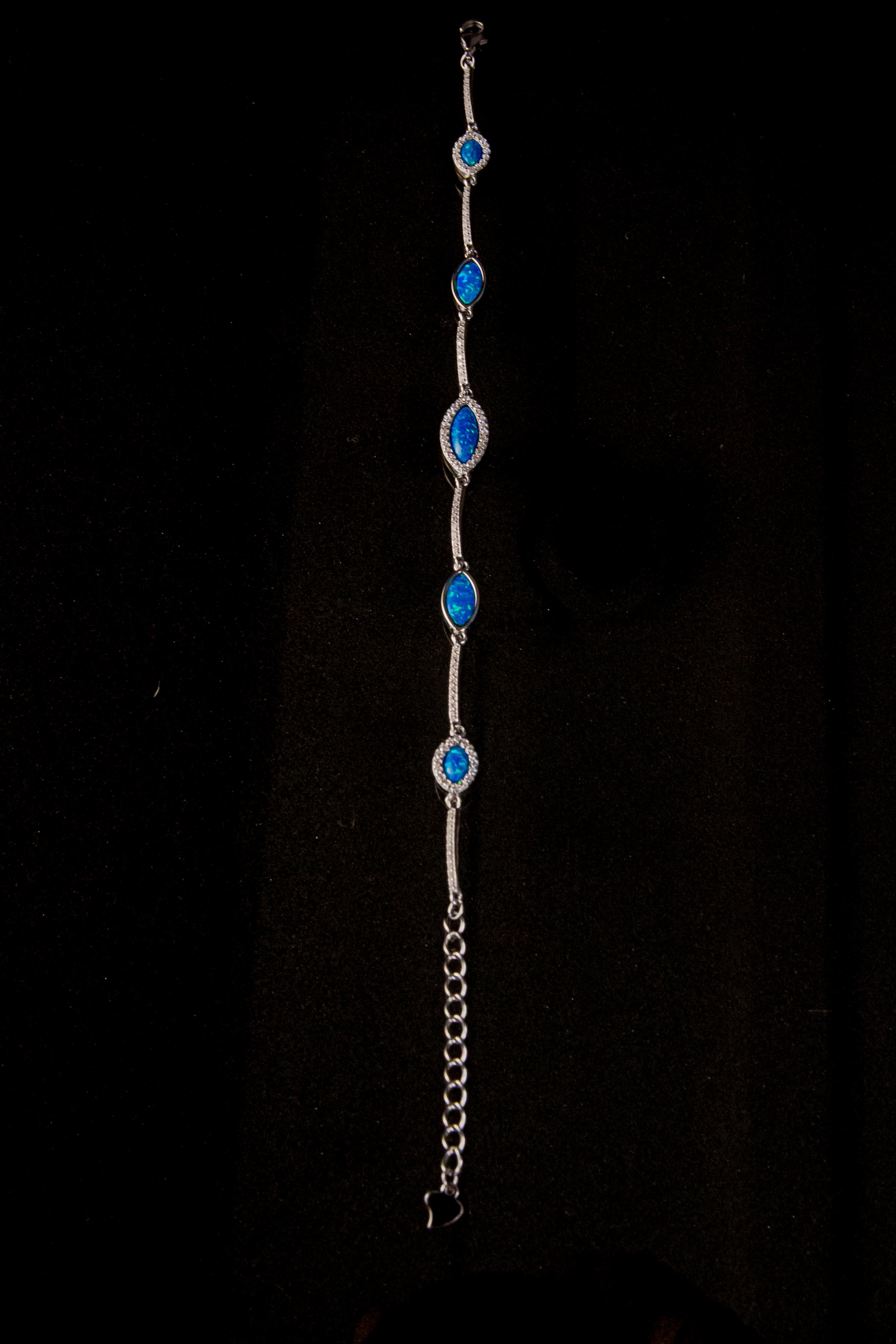 Brazalete de Plata Turca Con Piedras Turquesa Brillantes