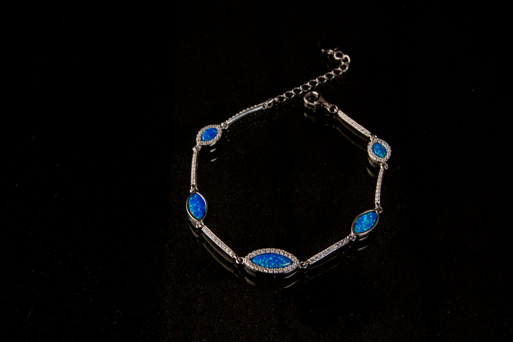Brazalete de Plata Turca Con Piedras Turquesa Brillantes
