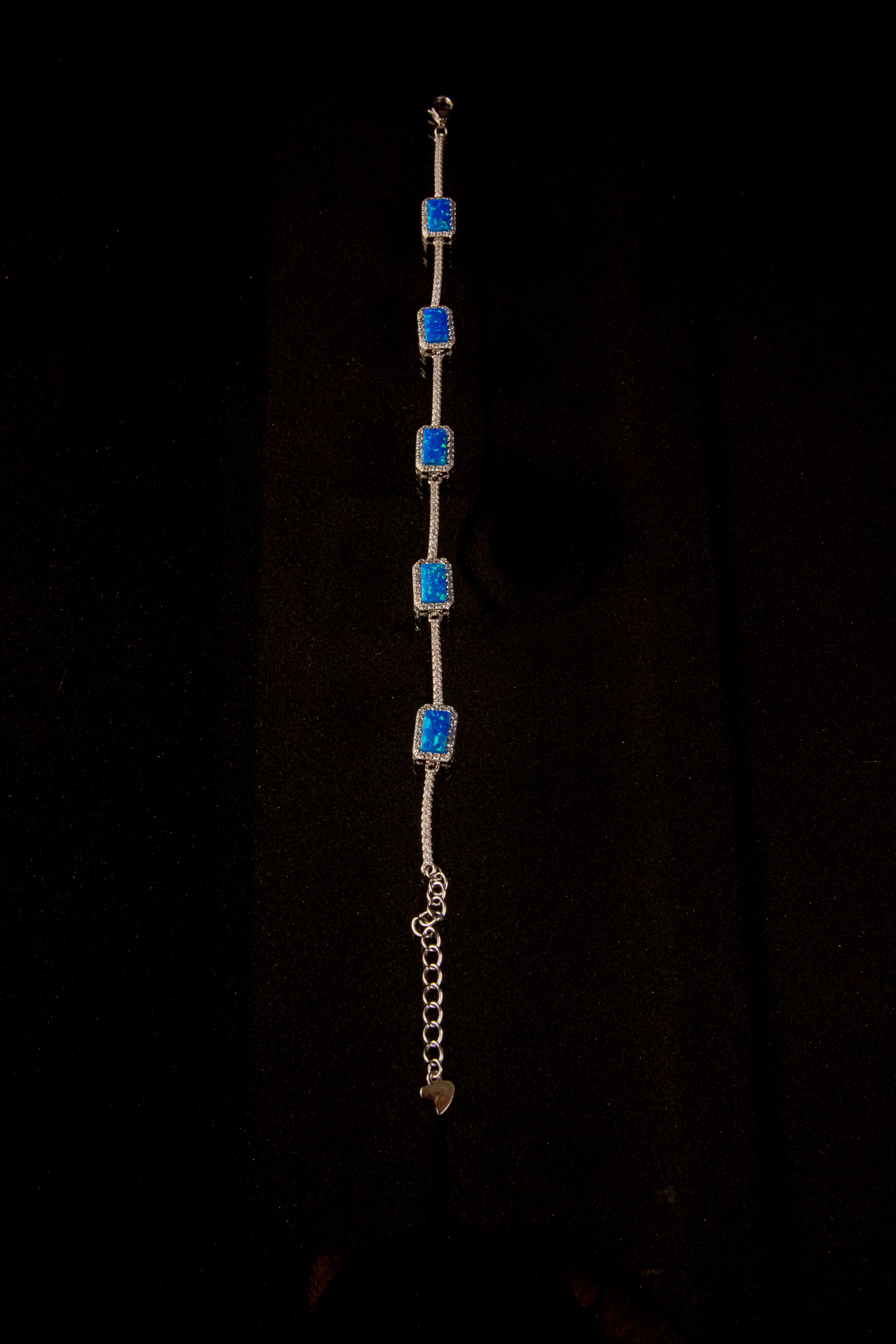 Brazalete De Plata Turca Con 6 Piedras Baguete Turquesa