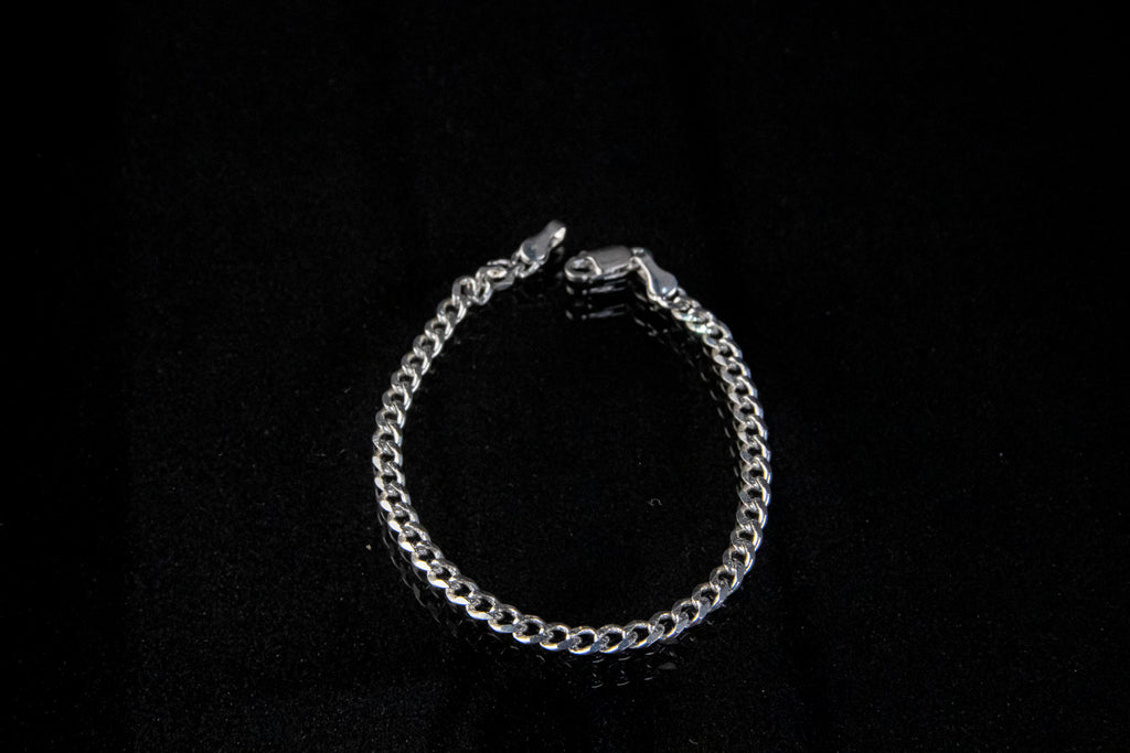 Pulso Cubano de Plata Esterlina, eslabón Diamantado 6.2mm x 21.5 cm