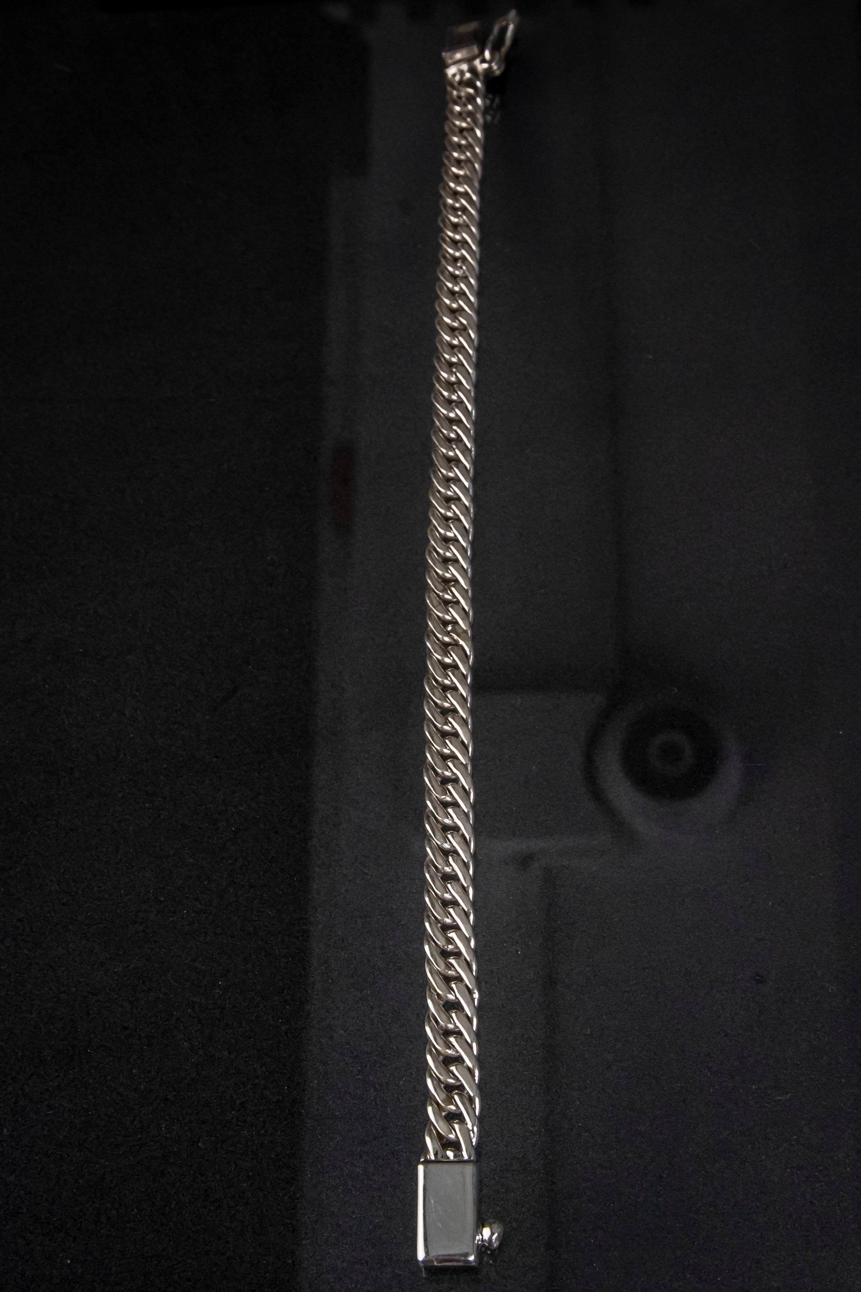 Pulso de Plata Esterlina eslabón Cubano hecho A mano 7.3mm X 22.cm