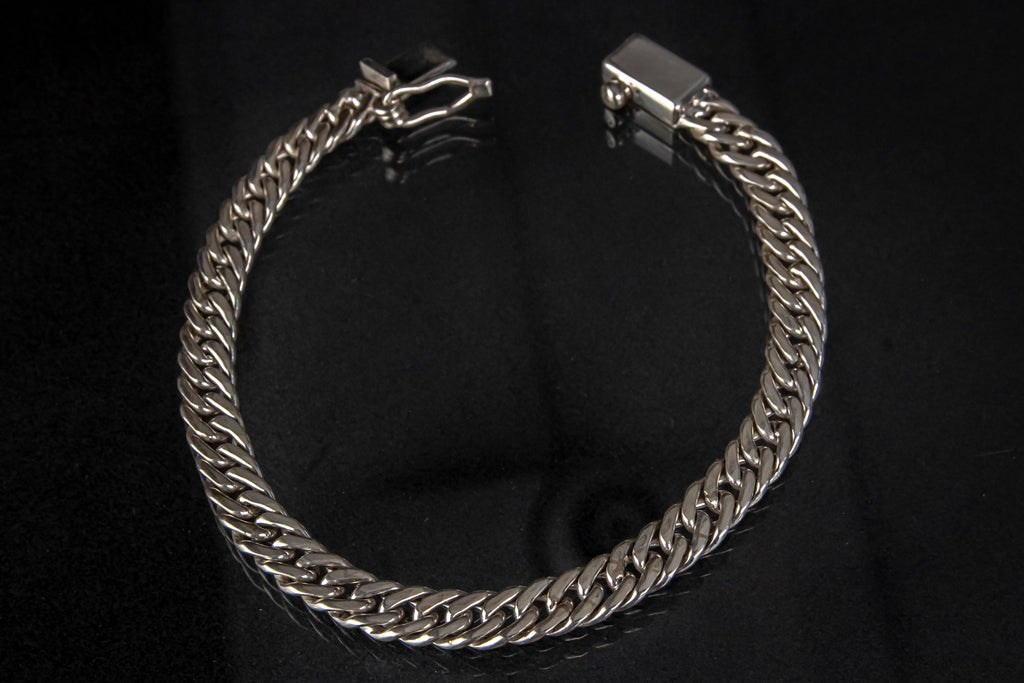 Pulso de Plata Esterlina eslabón Cubano hecho A mano 7.3mm X 22.cm
