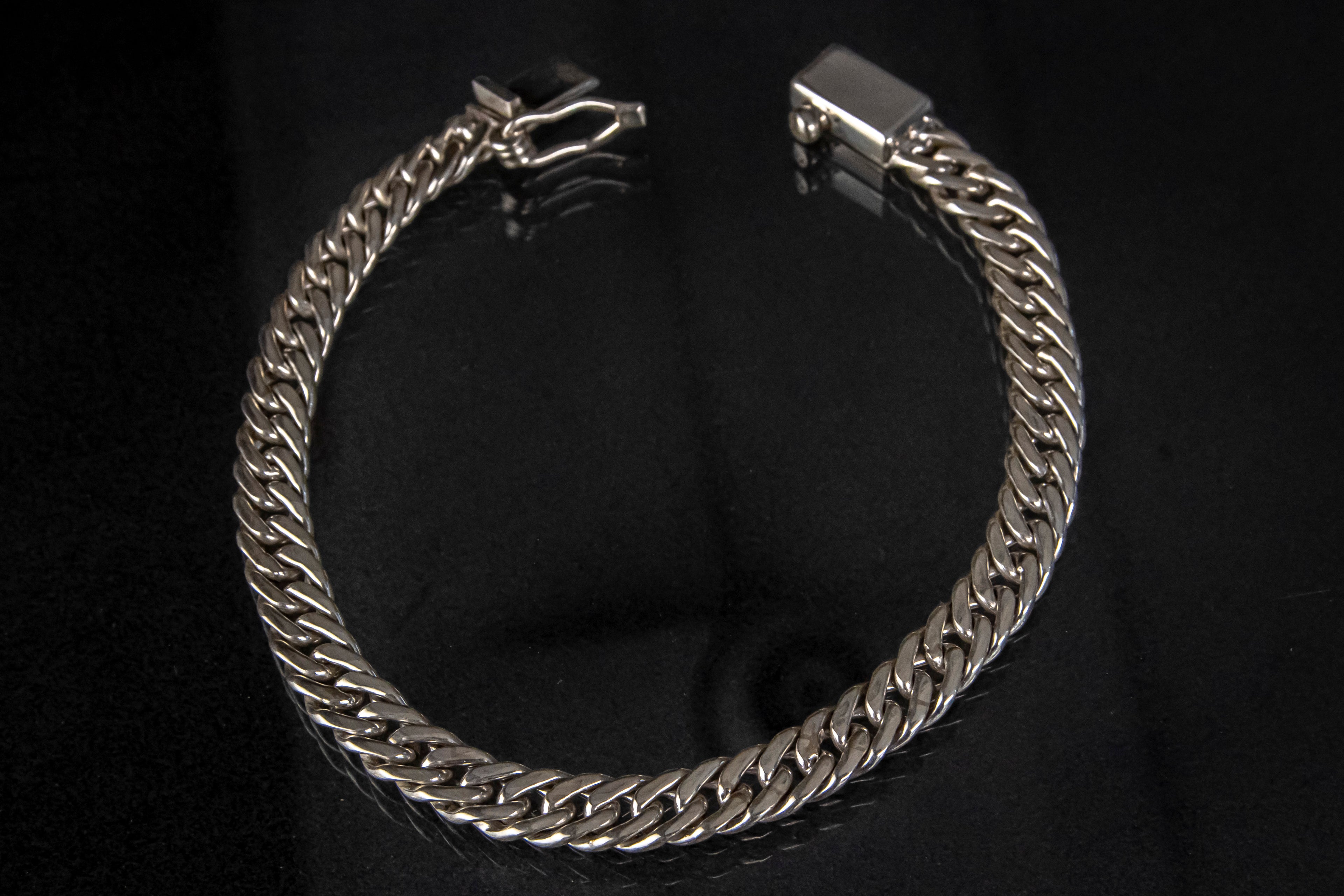 Pulso de Plata Esterlina eslabón Cubano hecho A mano 7.3mm X 22.cm
