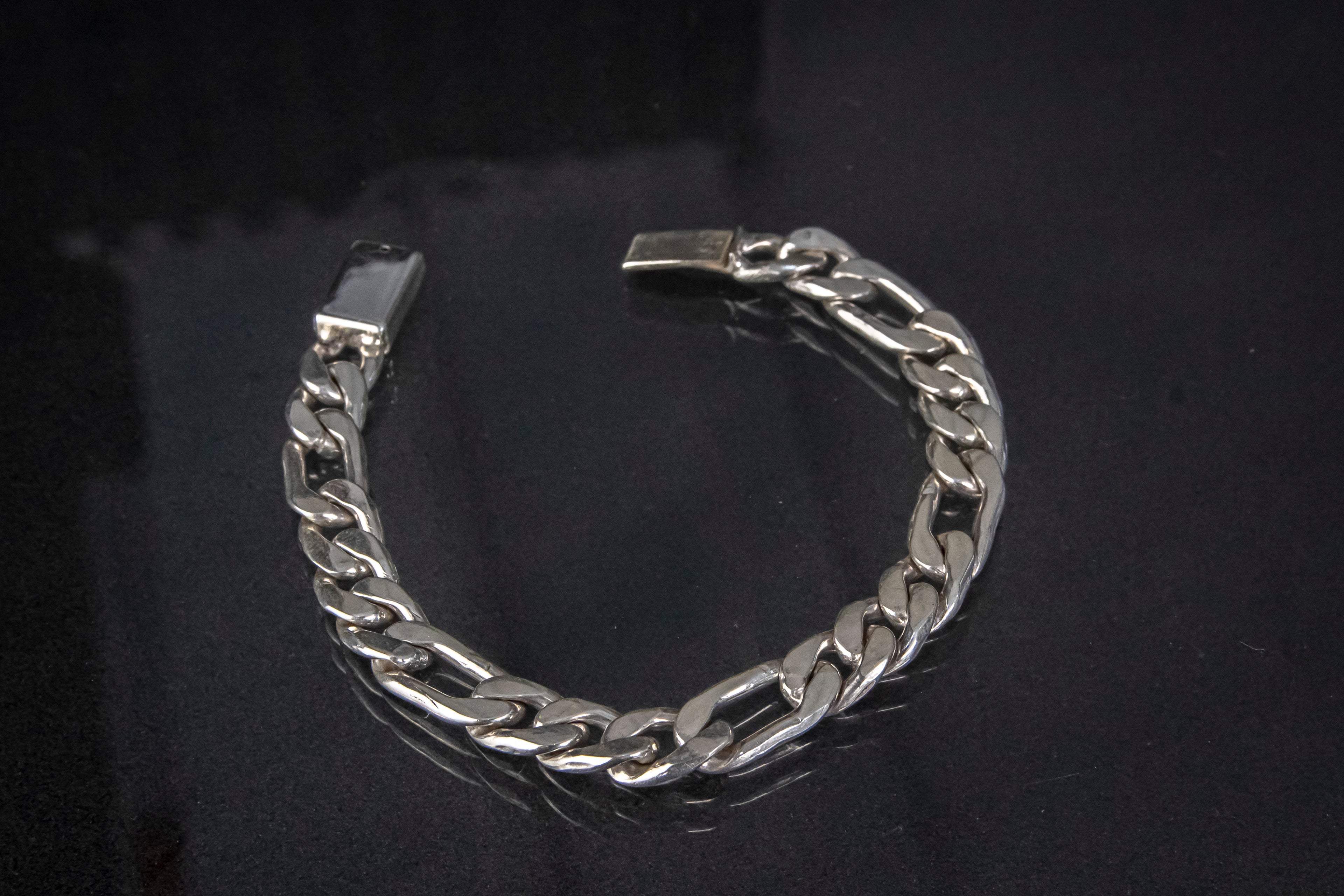 Pulso de Plata Esterlina hecho a Mano Eslabón Cartier 8.5mm X 19 cm