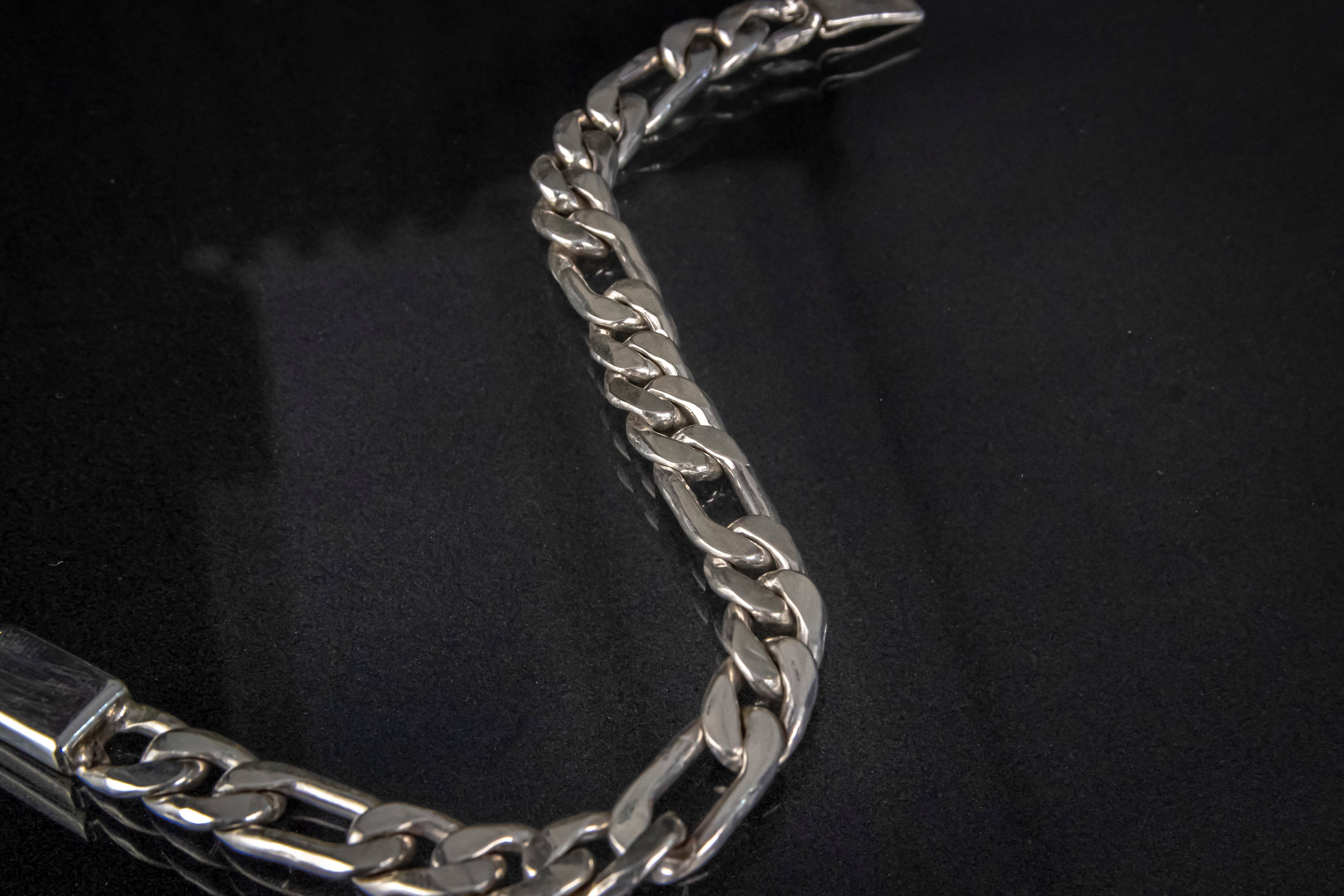 Pulso de Plata Esterlina hecho a Mano Eslabón Cartier 8.5mm X 19 cm