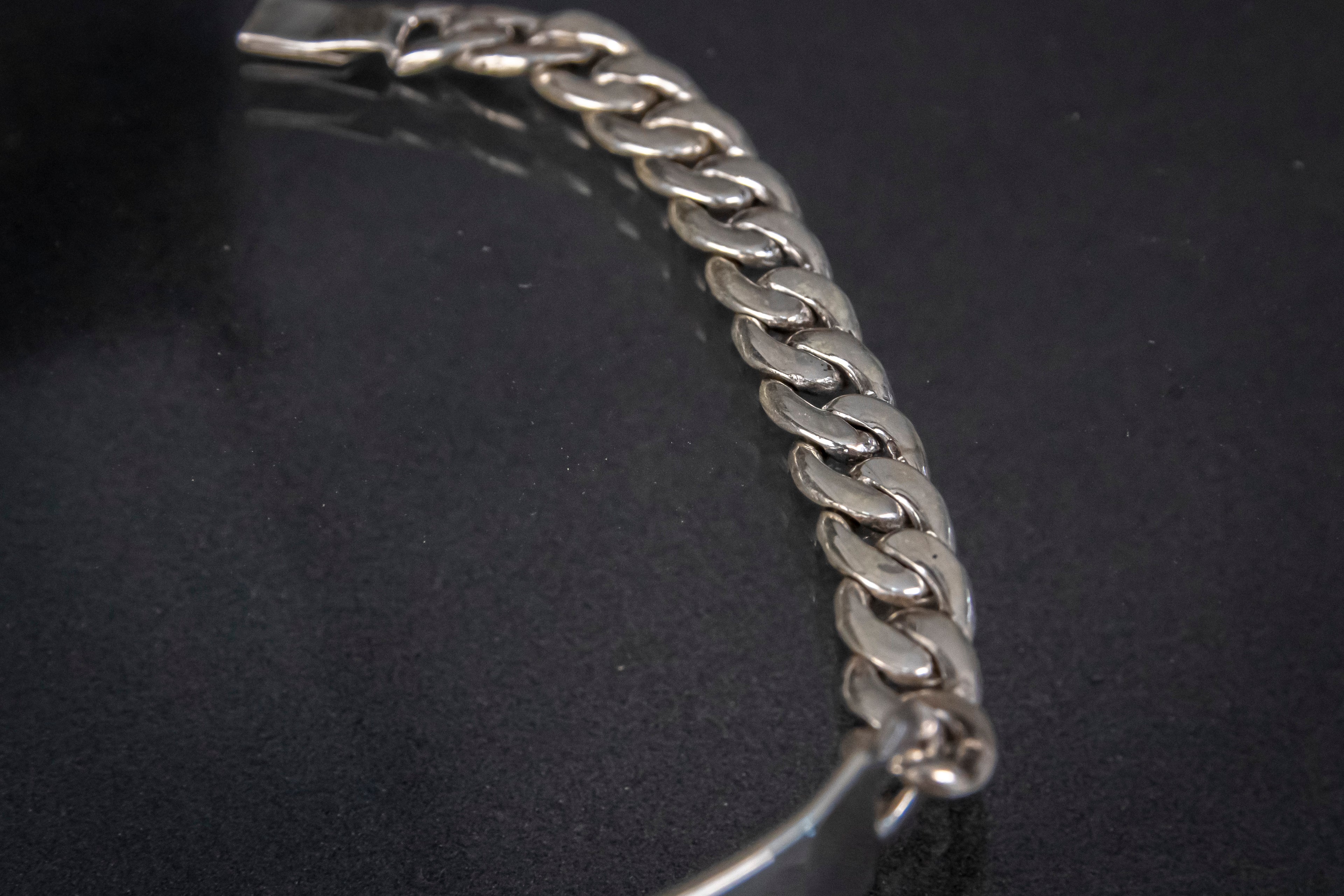 Esclava de Plata Esterlina hecha a mano eslabón Cubano 7mm 22cm