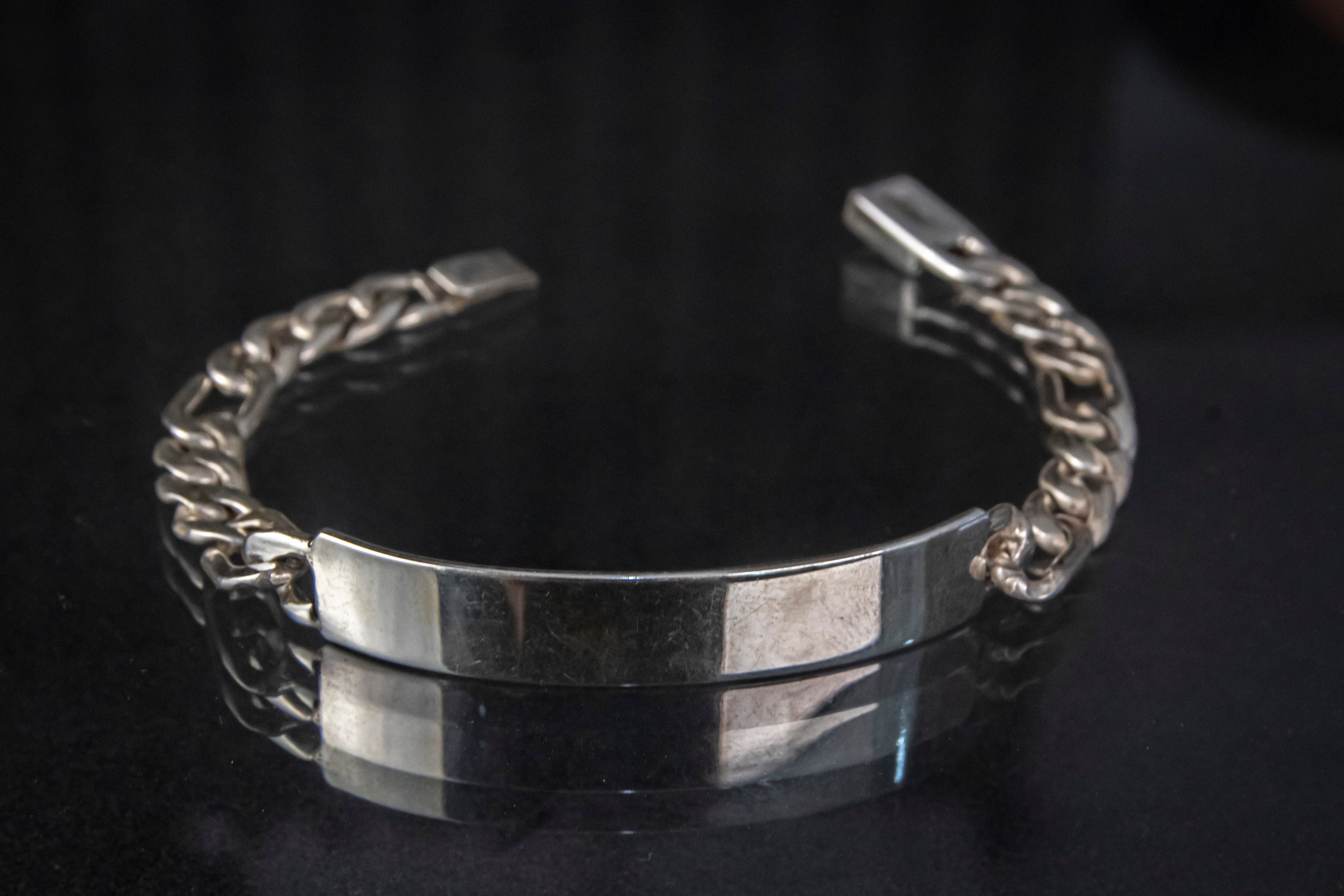 Esclava de Plata Esterlina hecha a mano eslabón cartier 6.9mm x 19.cm