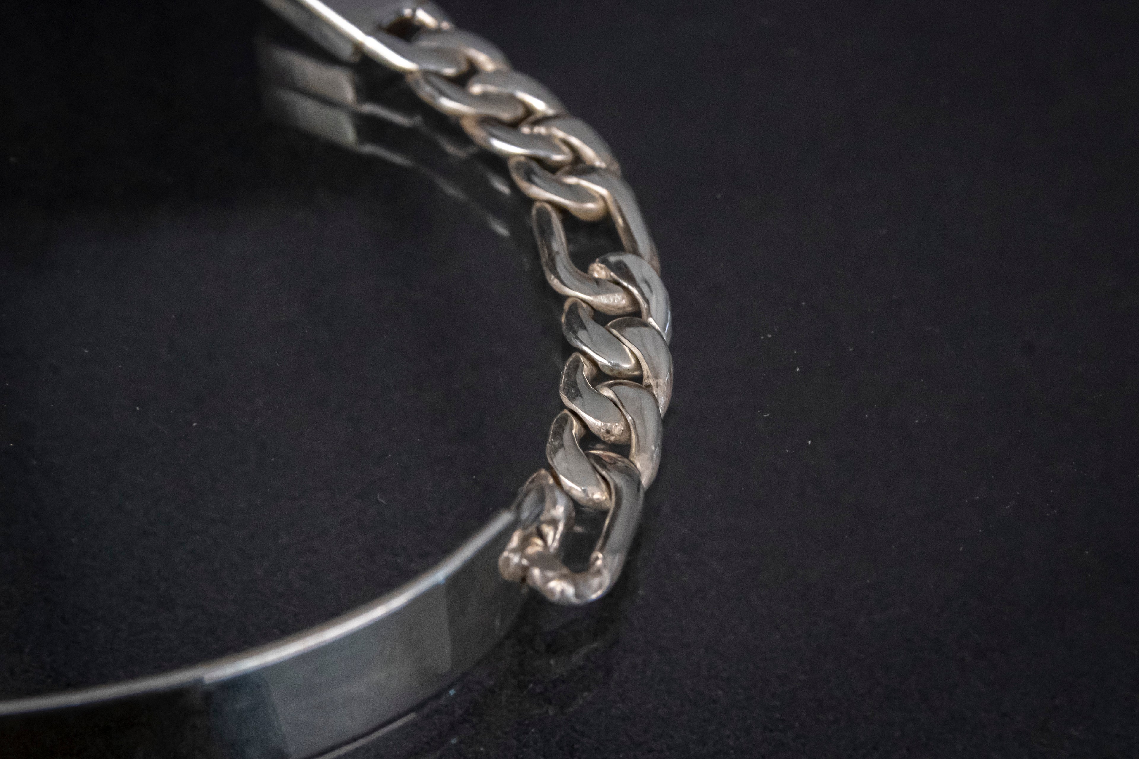 Esclava de Plata Esterlina hecha a mano eslabón cartier 6.9mm x 19.cm